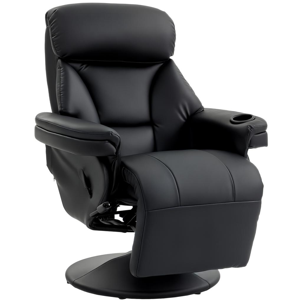 Upholstered Reclining Armchair Manual Recliner Chair With Footrest And Adjustable Backrest Black