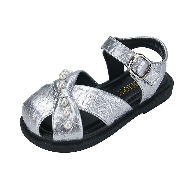 Girls Closed Toe Sandals New Summer French Soft Sole Beach Shoes Sweet Princess Sandals for Baby Little Girls