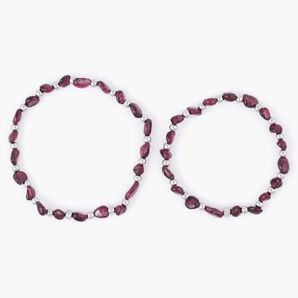 Silver Surgical Ball Point Irregular Garnet Gemstone Bracelet (C2301-Ac951_Wi)