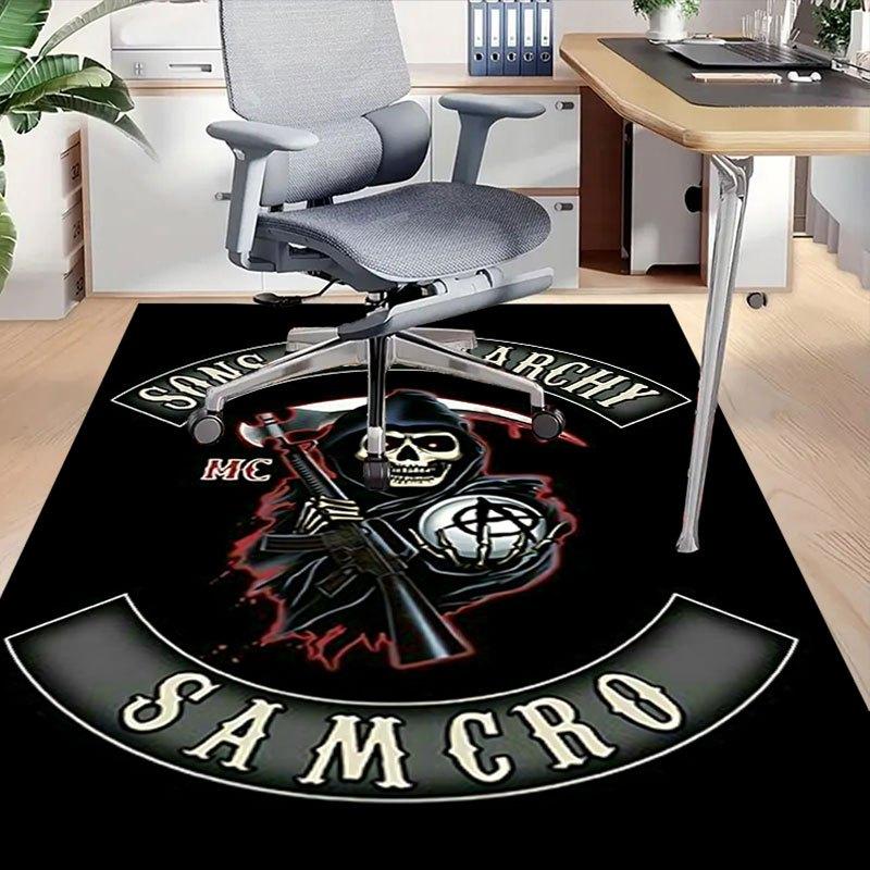 1pc Sons of Anarchy Themed Office Carpet Chair Mats - Durable Polyester Rug for Home Theater, Office, Dorm Room Decor - tA62