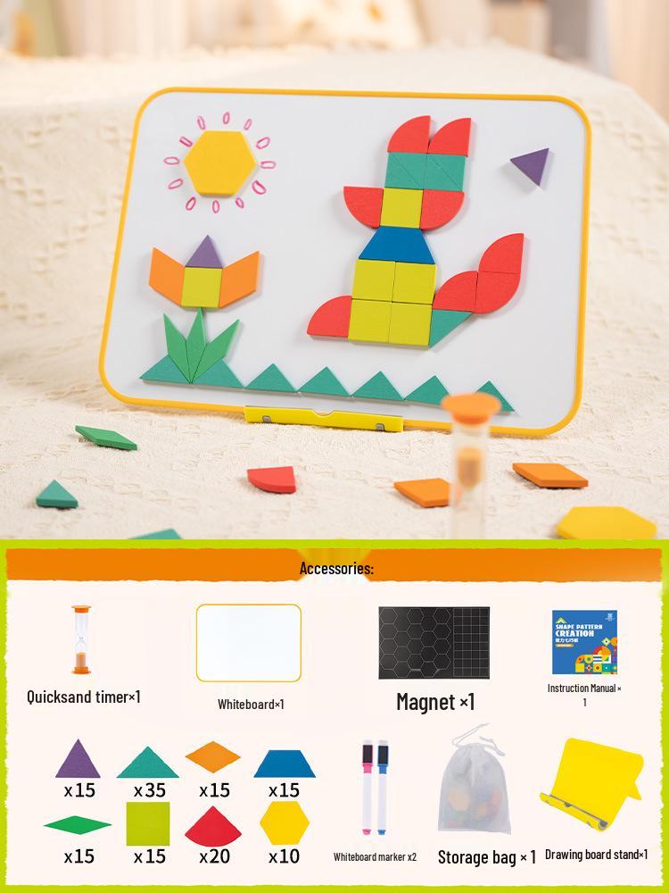 

Magnetic Tangram Geometric Blocks: 3D Puzzle & Storage Box for Children s Early Education