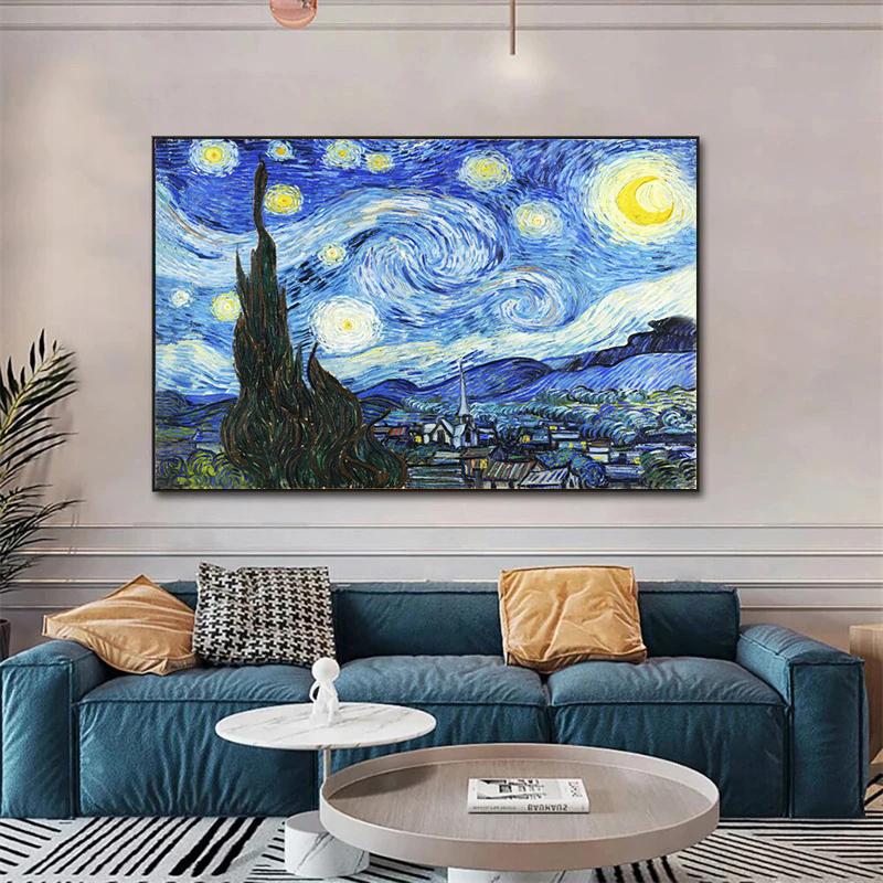 Famous Canvas Painting Starry Night By Vincent Van Gogh Famous Artist Art Print Wall Picture Canvas Poster Home Wall Decor