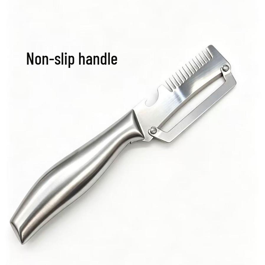 Multi-functional Wooden Handle Stainless Steel Peeler & Melon/Scallion Slicer