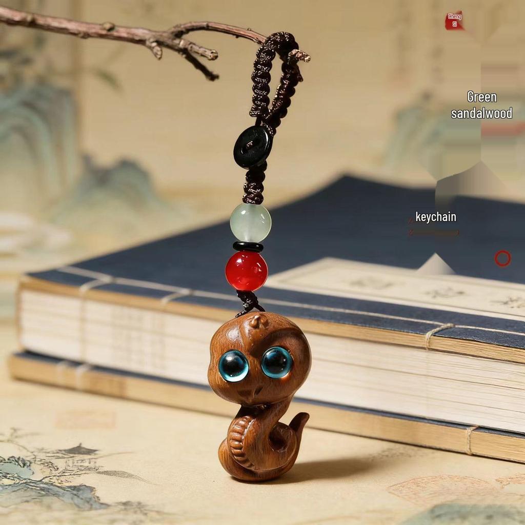 Sandalwood Twelve Zodiac Snake Keychain Pendant & Phone Charm