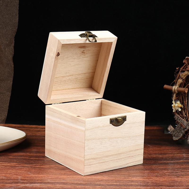 Retro Jewelry Box Organizer Box Natural Wood Clamshell Storage Rectangle Case
