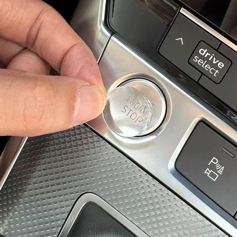 1pc Car Interior Clear Crystal-clear Epoxy Engine Ignition Start Stop Switch Push Button Sticker Cover Trim Invisible Protective Film Accessories