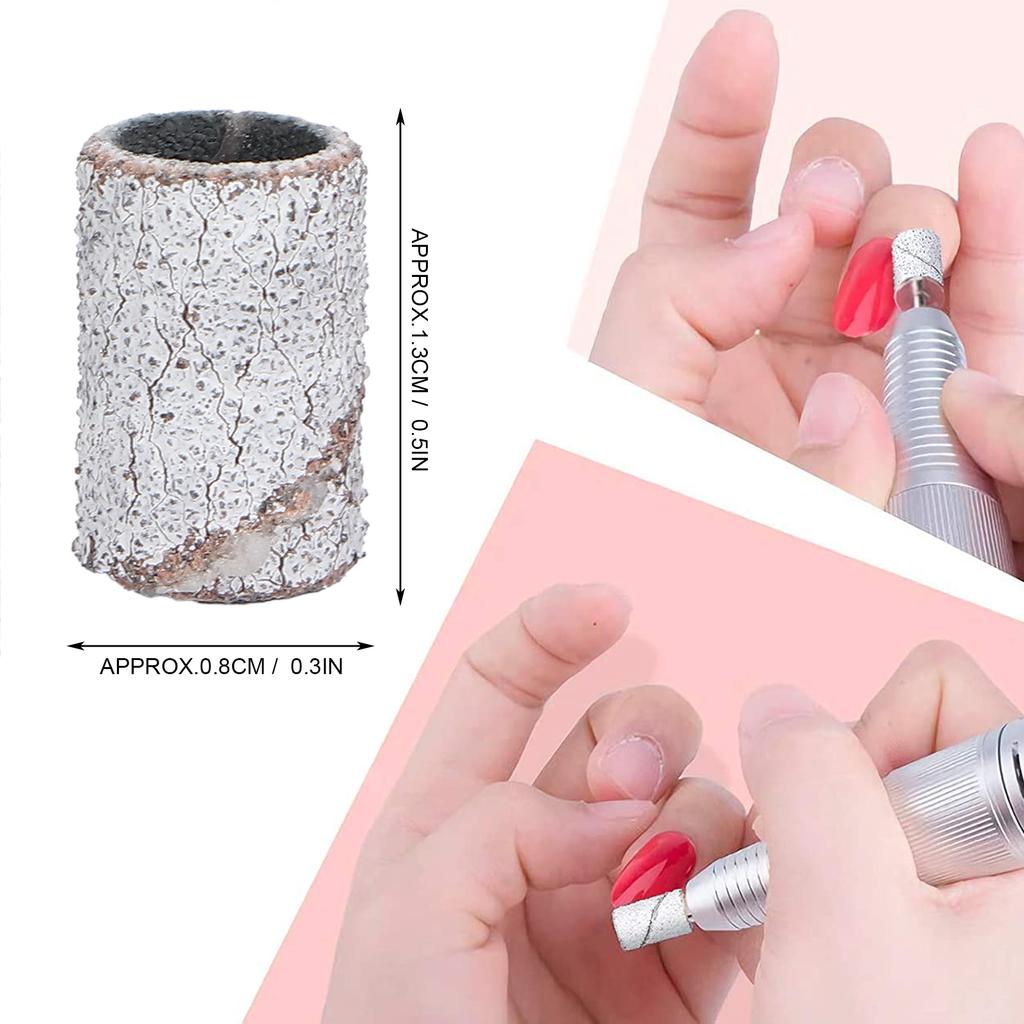 75pcs Nail Sanding Bands Kit Shaft Storage Box 80# 120# 180# Grit for Nail Drill Bits