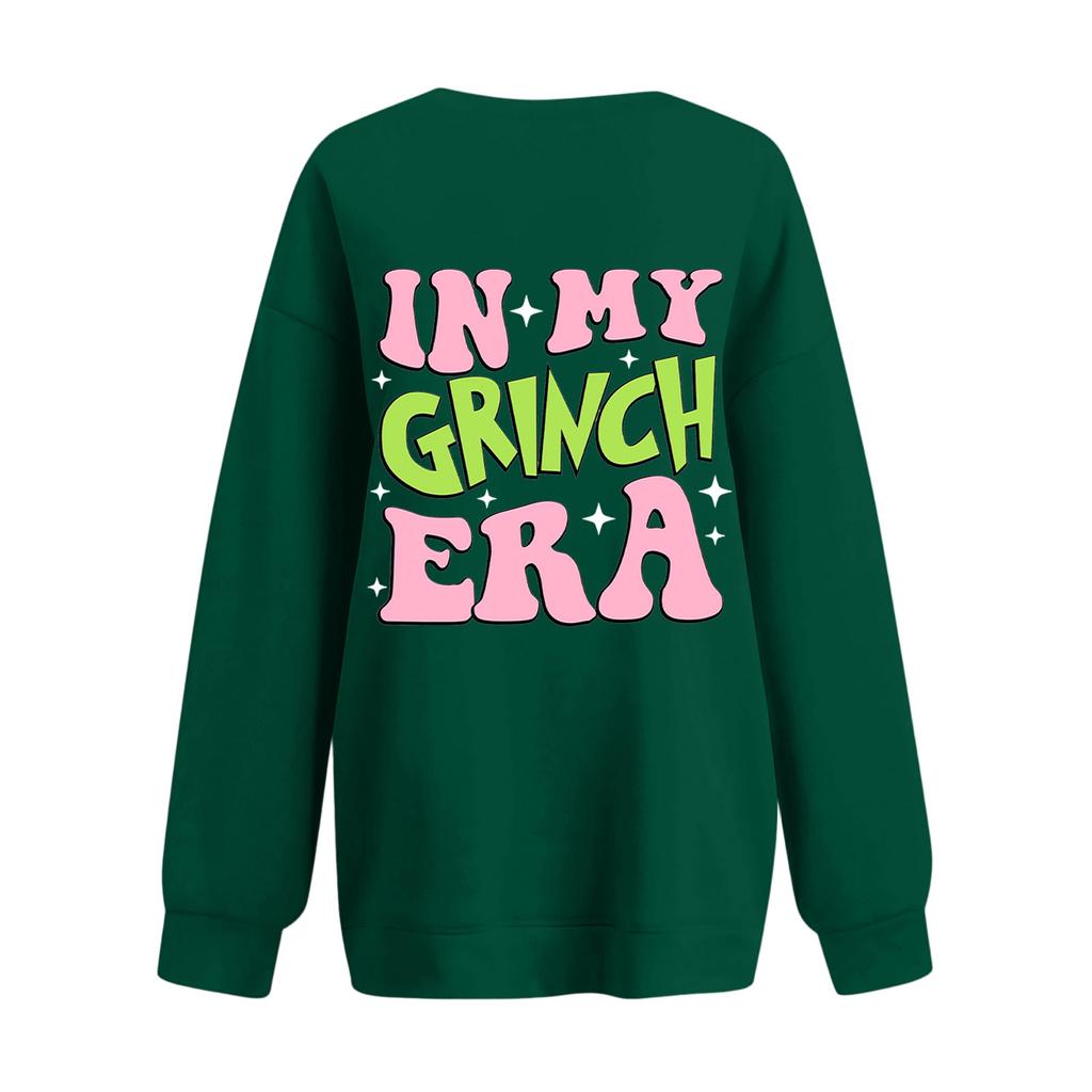 Women's Casual Fashion Long Sleeve Christmas Printed Round Neck Sweatshirt Top