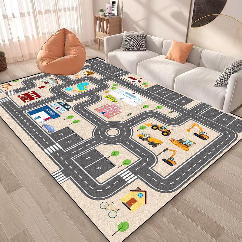 Modern Children Play Road Carpet Living Room Cartoon Home Decoration Baby Sofa Area Non-slip Rug Bedroom Soft Tatami Floor Mat