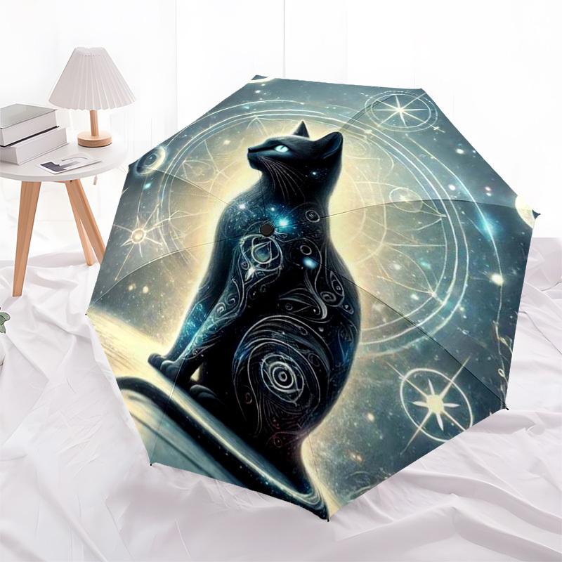 

1pc Galactic Cat Outdoor Umbrella - Automatic Opening/Closing, Portable 3-Fold Design, 8-Bone Iron Frame, Perfect Gift for Fans and Travelers.L002