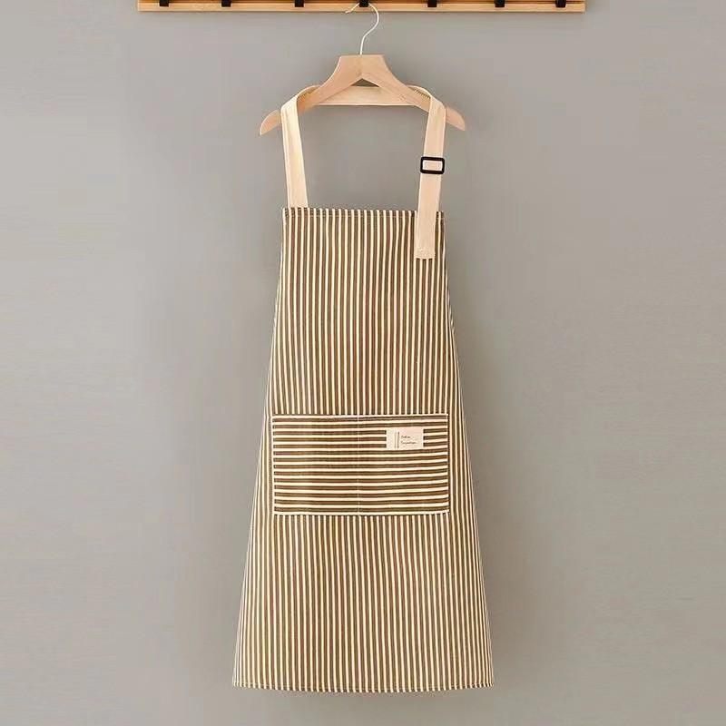 Linen Striped Cotton Apron Household Tasks Breathable Kitchens Apron Dining