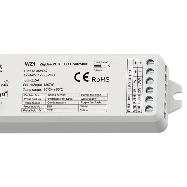 ZigBee+RF Dual-Channel 12-36V Constant Voltage Controller - 5A Output