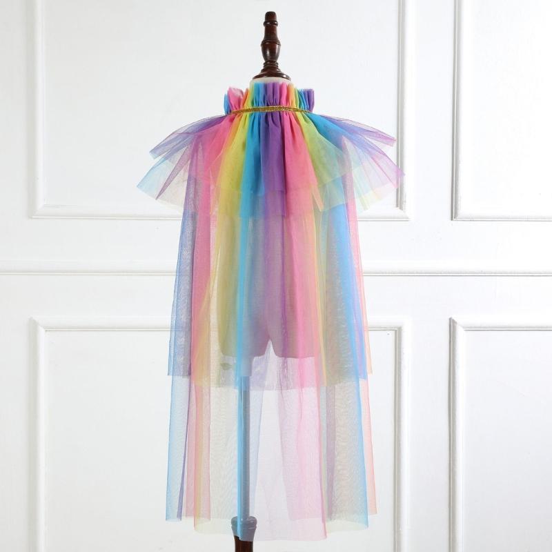 Princess Cape, Colorful Princess Cloak Girls Glittering Princess Dress Up Cape