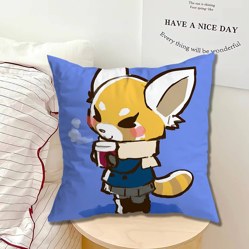 Fur collar fox Aggretsuko Single Throw Pillow Case Cover Sofa Cushion Home Room Decor