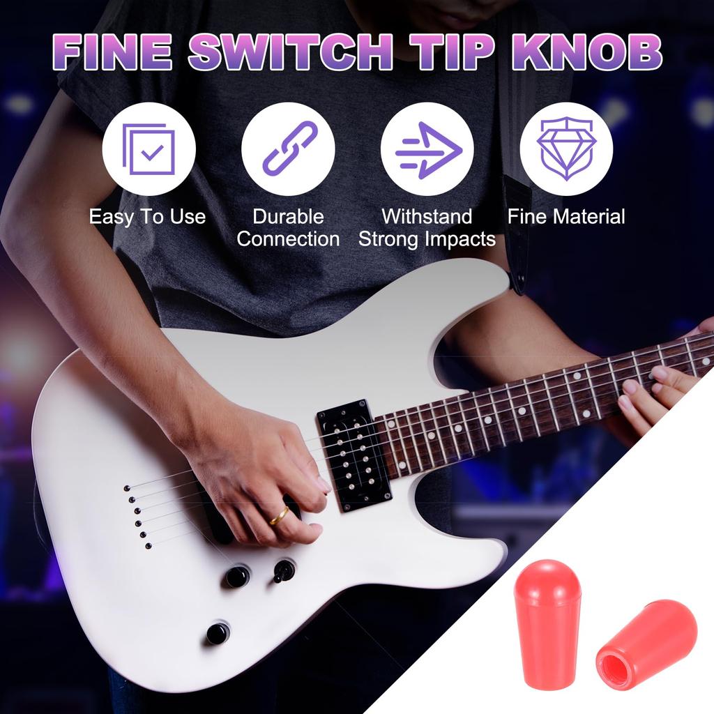 Uxcell Electric Guitar Switch Tip Inch Toggle Switch Imported Durable Replacement Parts for Electric Pink Knobs, 5-Pack, 8/32 Screw, 5-Way/3-Way Caps,