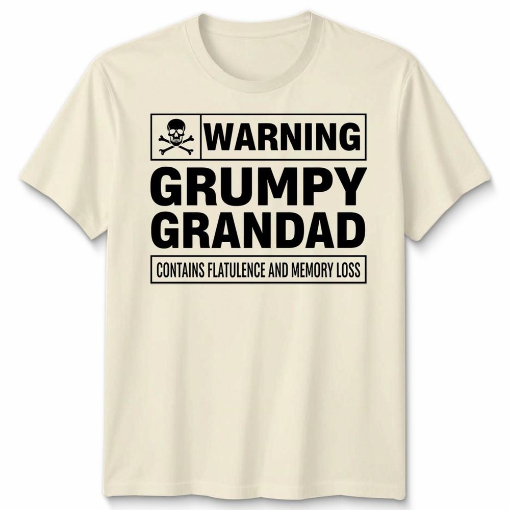 Warning Grumpy Grandad Unisex T Shirt Funny Gift Xmas Present Fathers Day Tee