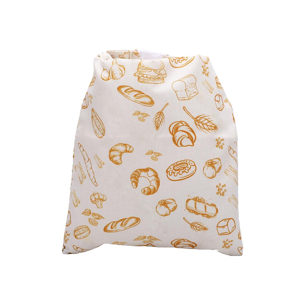 Beeswax Bread Bags, Reusable Cotton Linen Bread Storage Bag with Zipper Closure, Beeswax Lining Large Bread Bag for