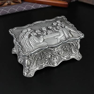 Ancient Egyptian Rose Square Jewelry Box Metal Creative Egyptian Jewelry Box Flip Jewelry Decorative Ring Storage