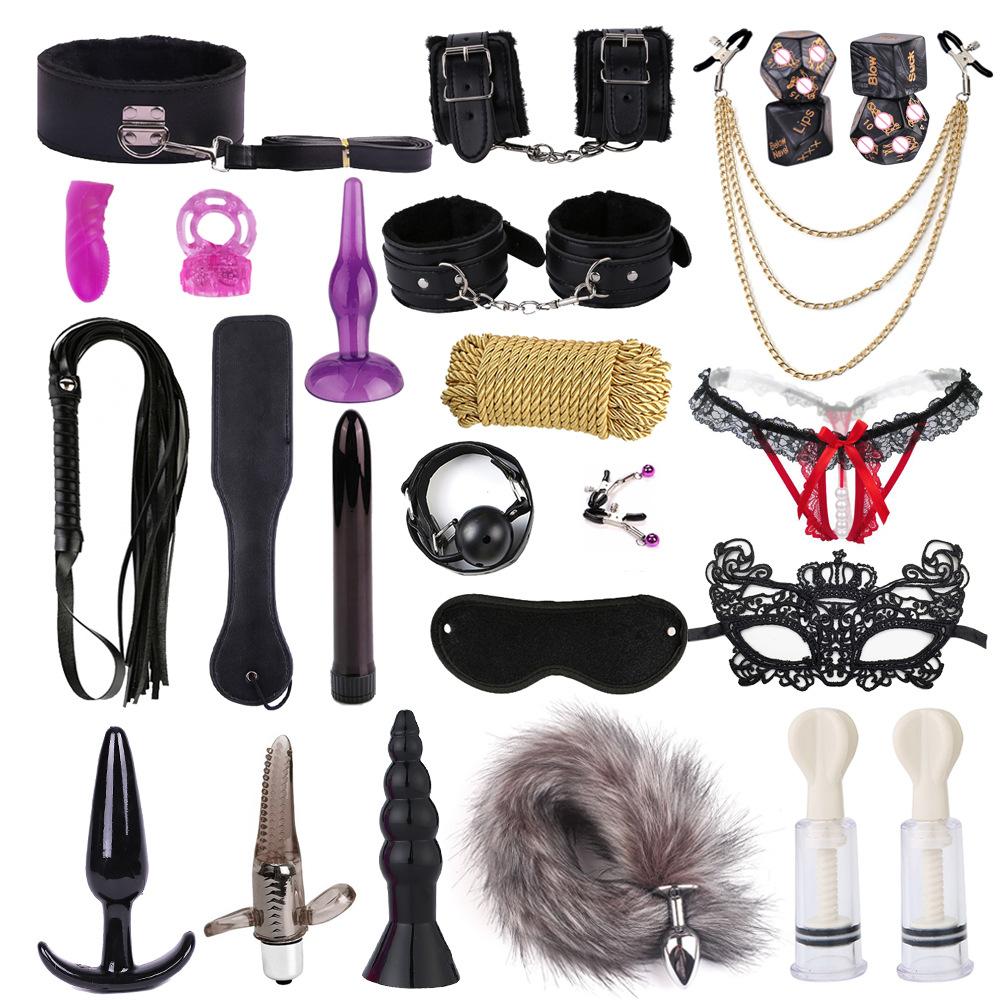 Sex Toys For Women Erotic BDSM Bondage Gear Leather Handcuffs Anal Plug With Tail Fetish Ropes Vacuum Pump For SM Adult Game