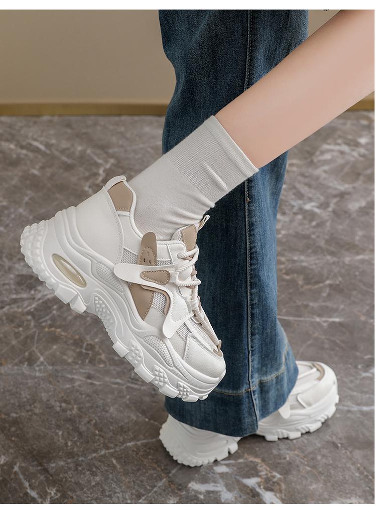 Spring and summer girls' double mesh thick soled dad shoes