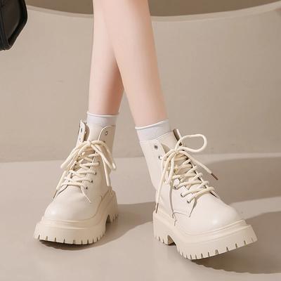 Παπούτσια Γυναικεία 2024 Μποτάκια Αστραγάλου Γυναικεία Πλατφόρμα Μοντέρνες Μπότες Γυναικείες Δέσιμο Χιαστί Στρογγυλή Μύτη Μεσαίο Τακούνι Πλαϊνό Φερμουάρ Μεγάλα Μεγέθη Γυναικεία Παπούτσια