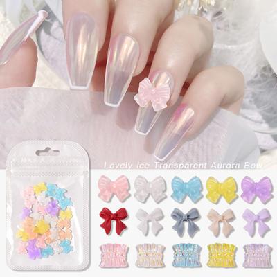 Practical Nail To Stick Bow Glitters Easy Lightweight Nail Decorating
