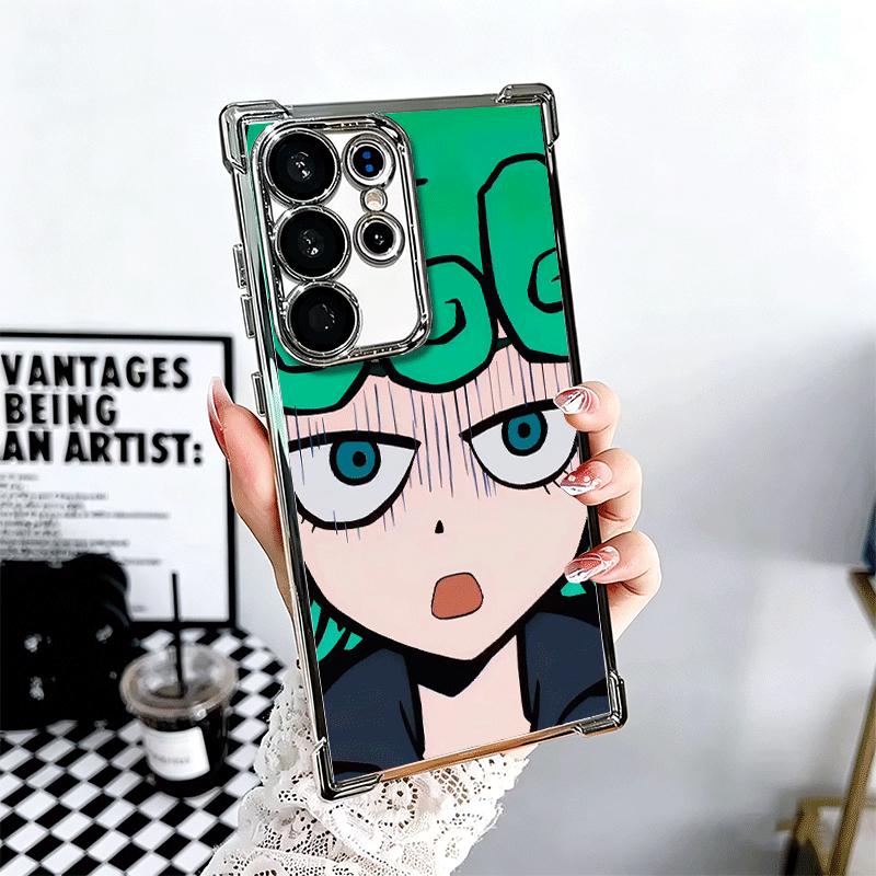 

One P-Punch-Mans Tatsumaki Soft Phone Case For Samsung Galaxy S26 Ultra S25 Edge S24 FE S23 Plus S22 S21 + S20 Plating Anti-Fall Samsung S21 Ultra