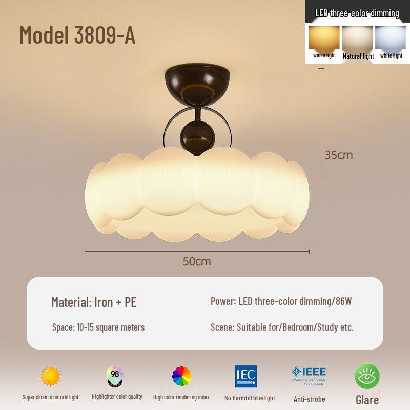 

Pre-owned Retro Round Walnut Wood Chandelier for Bedroom or Study - Eye-Protection Ceiling Light