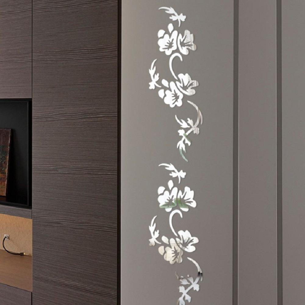 Acrylic Mirror Petunia Pattern Decorative Door, Fridge, Cabinet, & Wall Sticker Set