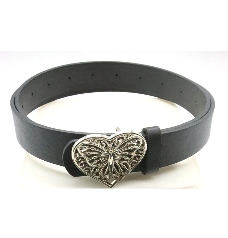 Love Heart Butterfly Buckle Belt for Teens Casual Belt Pants Jeans Belt Eye Catching Waistband Women Accessories