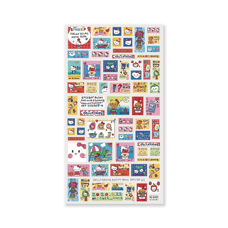 Sky Original Retro Sanrio Kitty Stickers: Long Phone Case Journal Material KT Cat Set