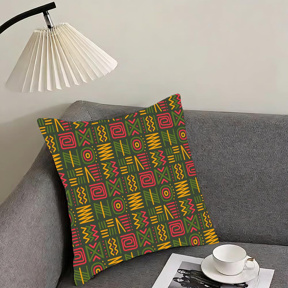 African Tribal Pattern Cushion Cover Pillowcase Comfort Sofa Bed Silky Elegant Invisible Zipper Decorative Cushion Cover