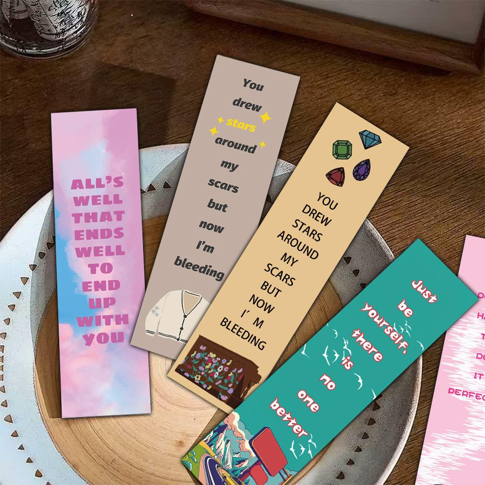 30PCS lyric Bookmarks Aesthetic Modern Funny Laptop Luggage Cartoon Landscape Decorative Office Creative Stationary Bookmark
