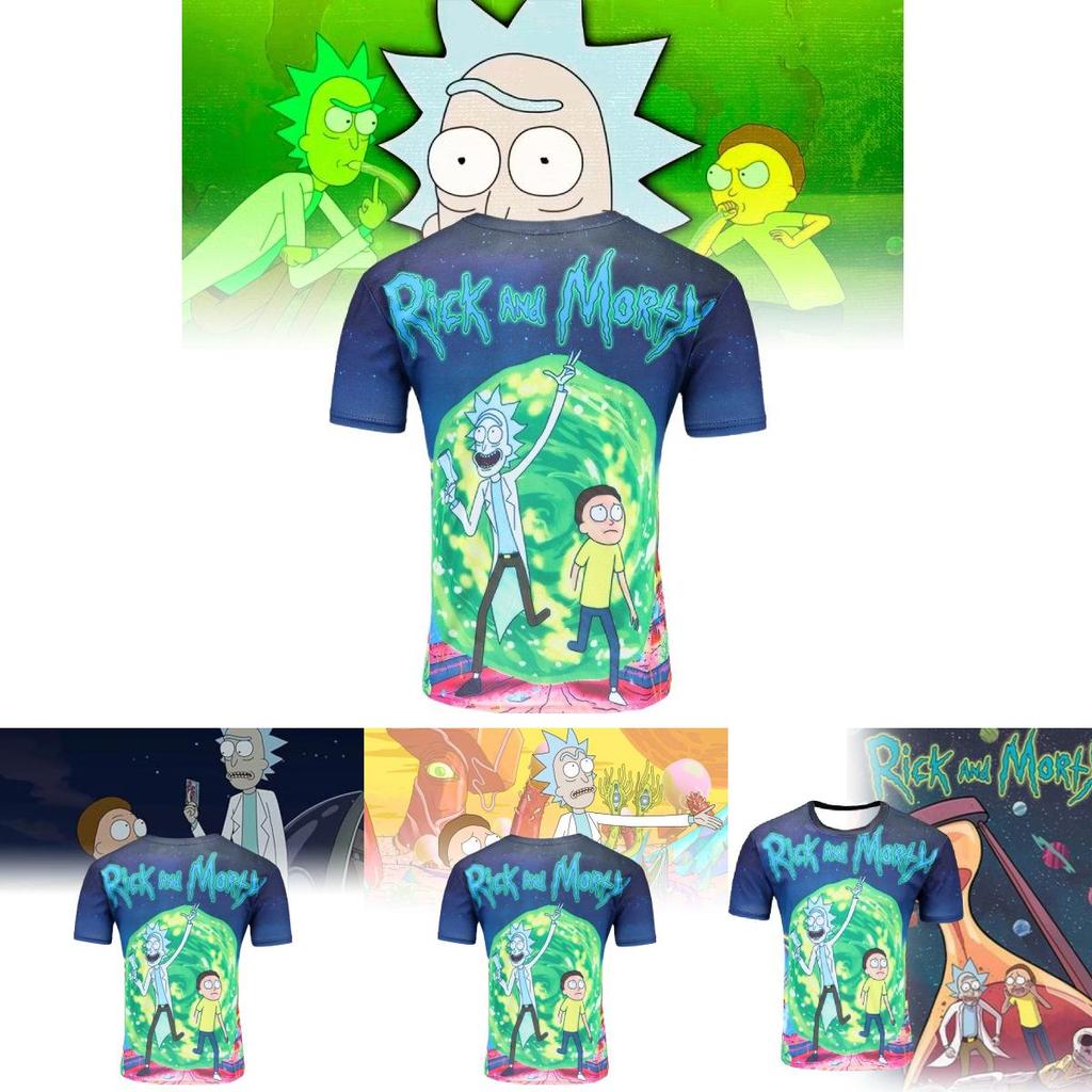 T-shirt alla moda in poliestere a maniche corte con stampa cartoon 3D per uomo e giovane, casual