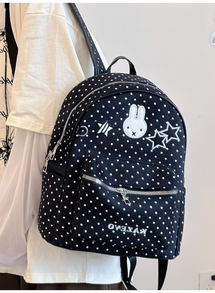 Schoolbag Korean polka dot rabbit star contrasting color backpack student large capacity class schoolbag cute high value backpack female