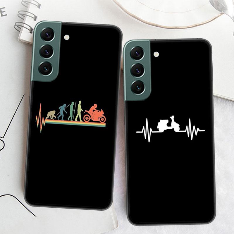 Motorcycle Heartbeat Phone Case For Samsung Galaxy S22 S25 Ultra S21 S10 Plus S26 Edge S20 S23 S24 FE Cover Silicone Soft TP