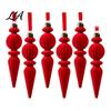 Retro Icicle Hanging Decorations 6Pcs Christmas Flocked Pendant with Lanyard, Creative Tree Hanging, French Vintage Style Baubles Shape Ornaments for
