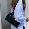 Women's Chic Black PU Leather Shoulder Bag, Vintage Elegant Handbag With Adjustable Straps For Daily Use