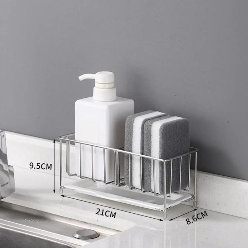 Sponge Holder Kitchen Rack Sponge Holder for Sink Kitchen Sink Organizer Anti-Rust Sink Sponges Scrubbers Soap  Dish Rack
