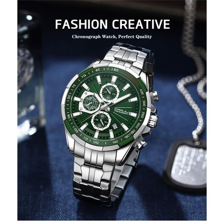 CRRJU New Watch 2305 Men's Watch Solid Stainless Steel with Six-pin Steel Strap Business Watch