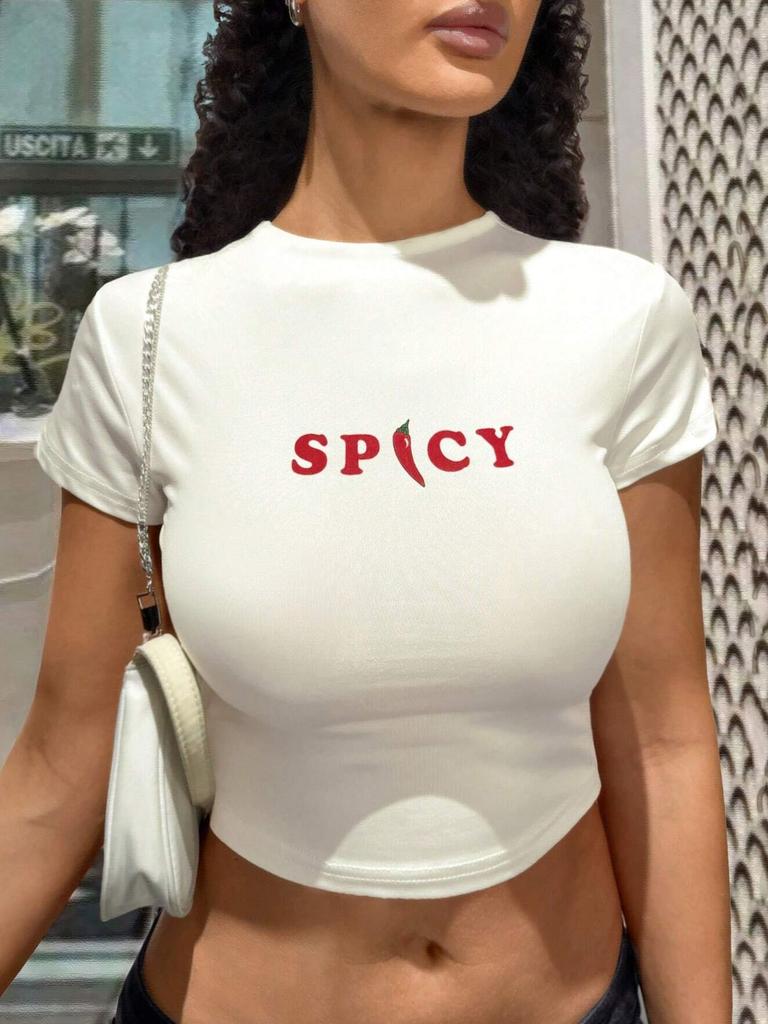 European and American style women's clothing new INS personalized street letter printing short navel short-sleeved T-shirt top