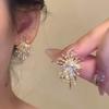 Exquisite Zircon Fireworks Earrings with Starry Sky Design