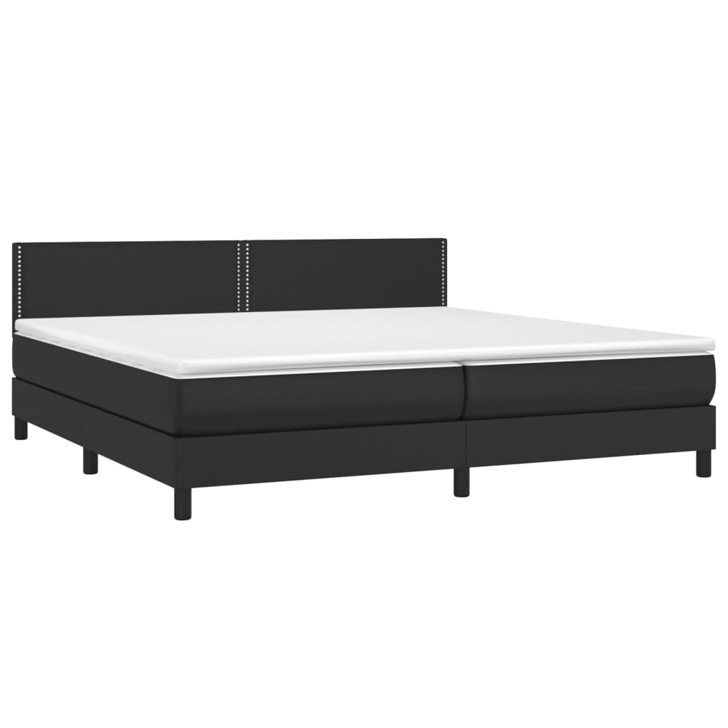 Box Spring Bed with Mattress Black 200x200 cm Faux Leather