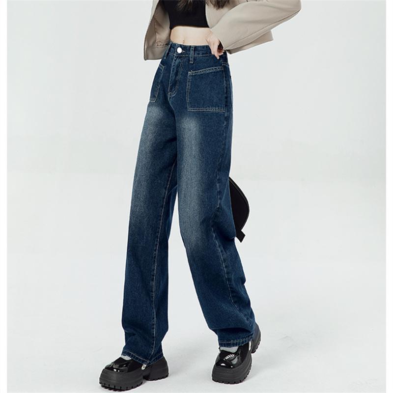 Nouă primăvară, toamnă, îmbrăcăminte de stradă, cu picioare largi, drepte, coreeană, modă pentru doamnă, vintage, pantaloni de blugi cu talie înaltă pentru femei, blugi lungi largi Harajuku