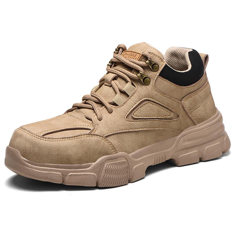 Oulylan Safety Shoes Men Steel Toe Work Shoes Anti-smash Anti-puncture Indestructible Shoes Protective Boots Tactical Boots