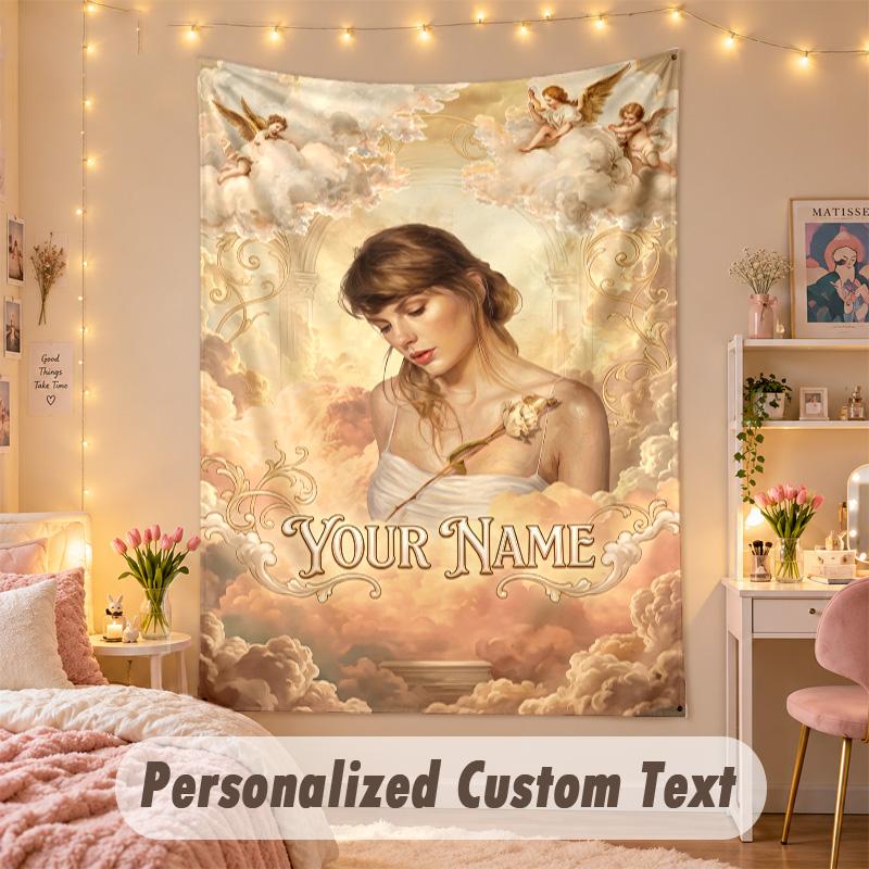 Custom Personalized Tapestry,Taylor Swift Print Custom Name Text Wall Art Hanging for Bedroom