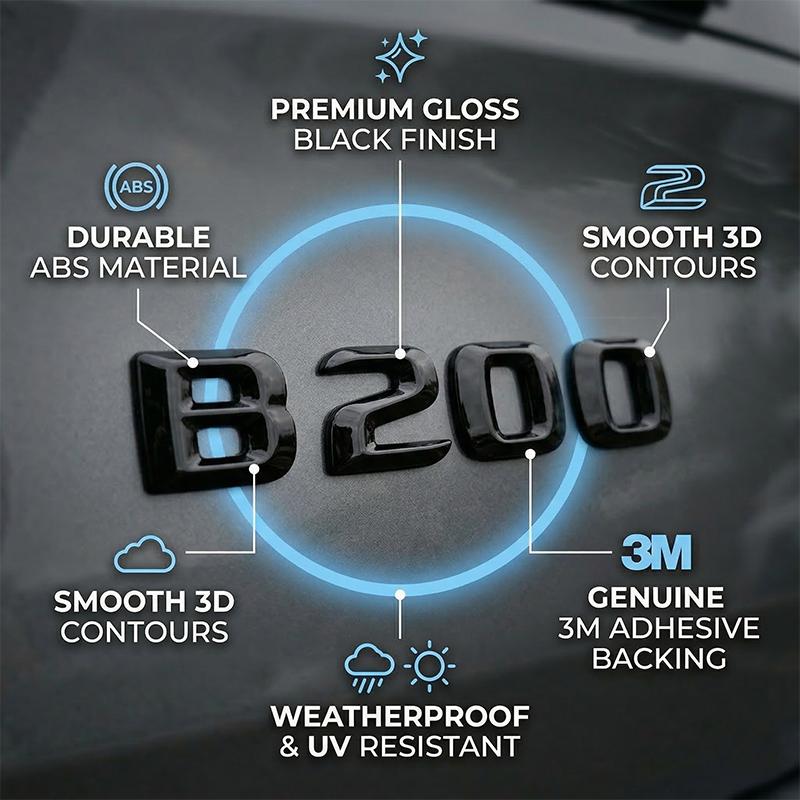 Gloss Black Rear Trunk Emblem Badge For Mercedes-Benz B180 B200 B220 B260 3D Logo Sticker Replacement Car Styling Accessories QV2