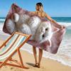 Fluffy White Cat On Pink Rug Beach Towel Quick-drying for Travel Outdoor Sports Jogging Beach and Swimming