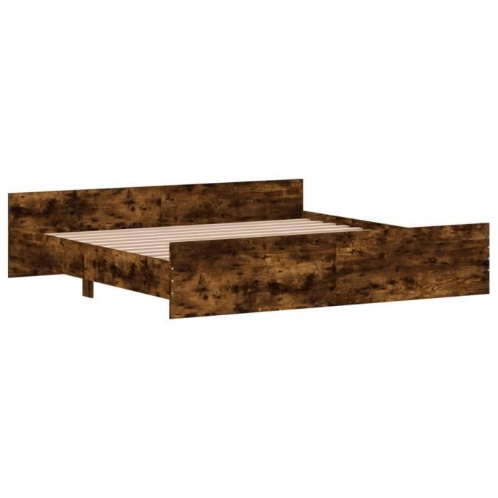 VidaXL Bed Frames Headboard and Footboard Smoked Oak 180x200 Cm 3203772