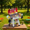 Kids Grill Playset, BBQ Toy Grill ,Movable Pretend Play Kitchen Toys Grills for Toddlers, 2-Layer Barbecue Play,Christmas Birthday Gifts for Grandkids